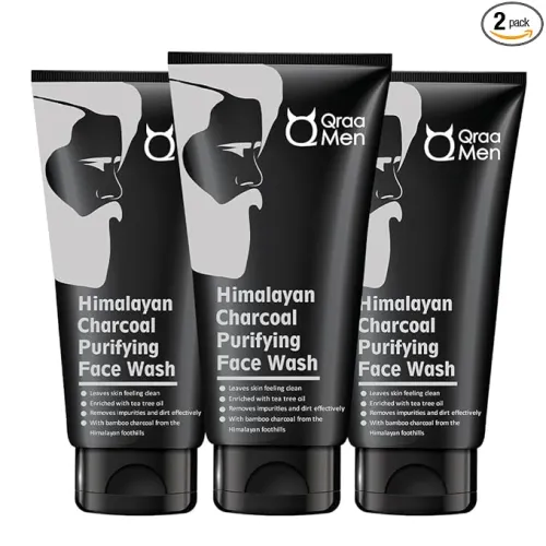 Image of QRAA Men Himalayan Charcoal Purifying Face Wash|Pack of 2 | For Deep Cleansing Of Pores| Removes Dirt, Controls Oil| (10