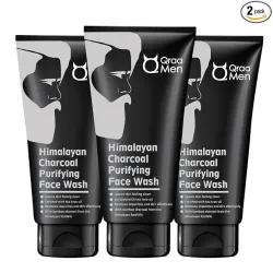QRAA Men Himalayan Charcoal Purifying Face Wash|Pack of 2 | For Deep Cleansing Of Pores| Removes Dirt, Controls Oil| (10