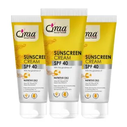 Qraa Sunscreen - SPF 40 PA++++ Sunscreen Cream SPF 40 | Helps Remove Tan | Helps in Sun Burn | Pack of 3 (300gm, 3)