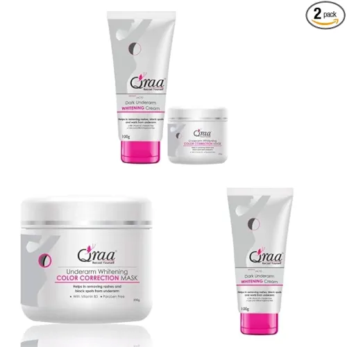 Image of QRAA Underarm Whitening Cream Kit & Color Correction Mask for Dark Underarms