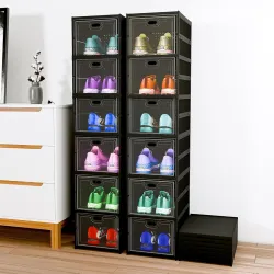 Qshare Sneaker Shoe Rack Box llapsible Shoe Organiser With Door-Foldable Sneake
