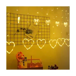 Quace 12 Heart Curtain String Lights with 8 Flashing Modes Decoration for Gift, Decoration, Home Décor, Valentines Day Gift(12 Hearts Yellow)
