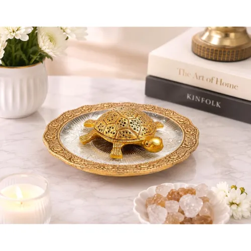 Image of Quace Crystal Turtle Tortoise with Decorative Plate