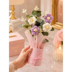 Quace Handmade Crochet Flower Bouquet for Gifting