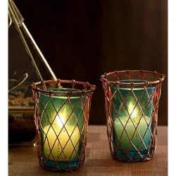 Quace Iron Cage Glasses Candle Holder 
