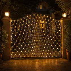 Quace Led Fairy String Decorative Net Lights Warm White 144 LEDs 2M X 2M(Plastic)