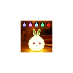 Quace Silicone Lovely Rabbit Blue Ears Touch Night Light for Kids Gifts for Teen Girls Boys Women Lamp Cute Baby Room Decor 7 Colours