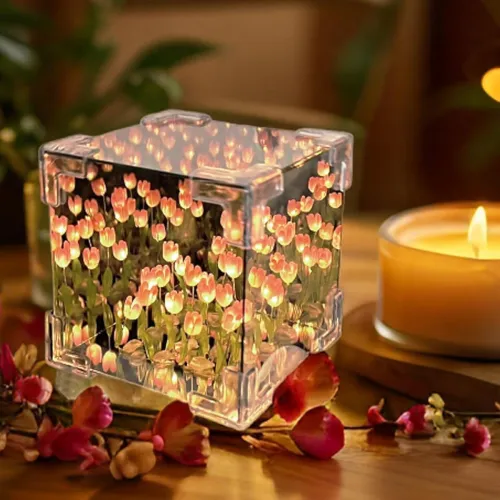Image of Quace Wood Tulip DIY Cube Mirror Lamp