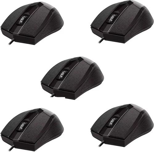 Image of Quantum QHM224D Wired Mouse – 5 Pack (1000 DPI, USB, Black)