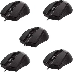 Quantum QHM224D Wired Mouse – 5 Pack (1000 DPI, USB, Black)