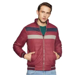 Qube By Fort Collins Mens Nylon Standard Length Regular Fit Quilted Bomber Jacket with Detachable Hood - Winter Warm, I