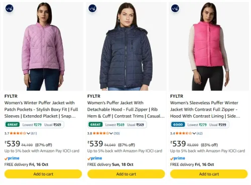 Image of Qube By Fort Collins Women's Jackets upto 87% Discount