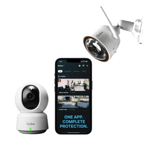 Image of Qubo Smart Outdoor Bullet + 360° Indoor Camera Combo [2026 Edition] by Hero Group | 3MP 2K Resolution | WiFi CCTV | AI P