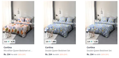 Image of Queen Microfiber Bedsheet with 2 Pillow Covers @ Starting ₹254
