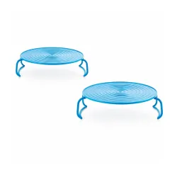 Questsole Stackable Microwave Shelf, Blue, Food Grade Plastic, Space Saving Kitchen Organiser, Refrigerator Storage Rack