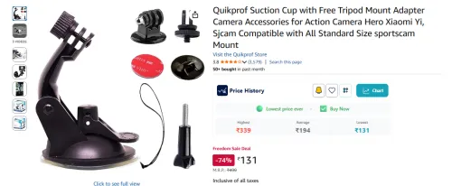 Image of Quikprof Suction Cup Mount for Action Cameras