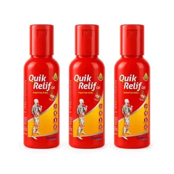 Quik Relif Ayurvedic Pain Oil Pack of 3 (50ml each) | Pain Relief for Muscle, Joint & Back Pain | 100% Natural Ingredients | Lightweight and Non-Sticky