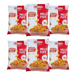Quipps Millet Puff Lime & Mint | Pack of 6, 60g Each | Non-Fried Crunchy Snack | Plant Protein Enriched | Made with Millet, Rice & Corn | Gluten Free | No Palm Oil | No Artificial Preservati...