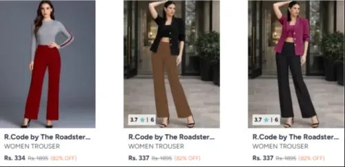 Image of R.Code Women For Trousers Upto 82% Discount