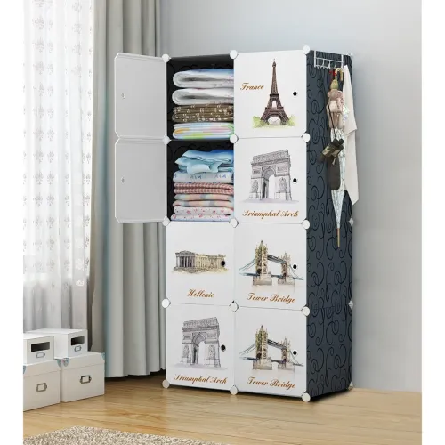 Image of R.K. International 8-Door Plastic Wardrobe
