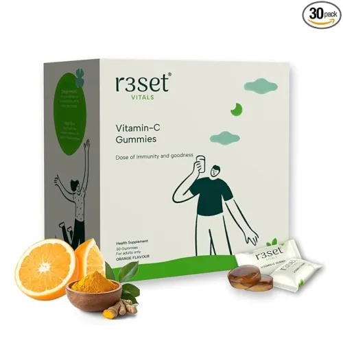 Image of R3SET Vitamin C Gummies - 30 Days | Boosts Immunity & Enhances Skin Glow | Gluten-Free | Daily Antioxidant Support for R