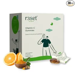 R3SET Vitamin C Gummies - 30 Days | Boosts Immunity & Enhances Skin Glow | Gluten-Free | Daily Antioxidant Support for R