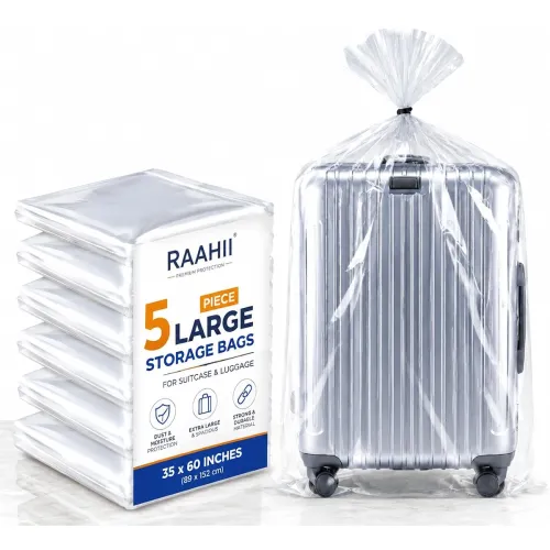 Image of RAAHII 5 piece Large Size Clear Plastic Bag Luggage Trolley Packing Travel Bag