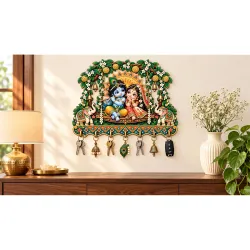Radha Krishna Wall Mounted Designer Key Holder with Hooks