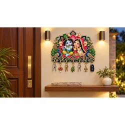 Radha Krishna Wall Mounted Key Holder with Hooks