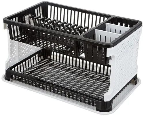 Image of Radiant Plastic 2 Layer Foldable Kitchen Dish Drainer 