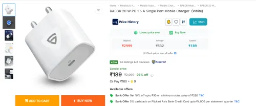 Image of RAEGR 20 W PD Mobile Charger  