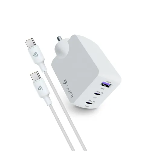 Image of RAEGR Rapidlink 1180 65W Gan Fast Charger Adapter Triple Port Wall Charger