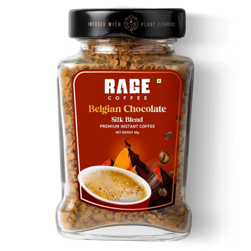 Image of Rage Coffee Silk Blend Instant Coffee | Belgian Chocolate Silk Blend Flavoured Coffee 60 GMs | Premium, Bold & Smooth