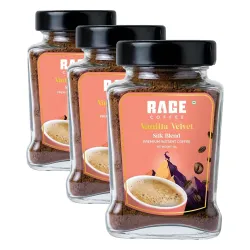 Rage Coffee Vanilla Velvet Silk Blend Instant Coffee, 60g | Premium Flavoured Instant Coffee | Bold, Smooth & Aromatic | 100% Pure Coffee | Easy to Make Hot or Cold (Pack of 3)