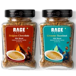 Rage Coffee Silk Blend Instant Coffee | Belgian Chocolate & Creamy Hazelnut Silk Blend Flavoured Coffee 60 GMs Each | Pr
