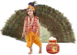 Raj Fancy Dresses Radha and krishna Dress for Kids with Jewellery Accessories for baby Boy & Girls Kids Costume Wear