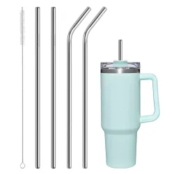 RAJMAAN 4 PCS Stainless Steel Replacement Straws for Stanley 40oz Cup, Reusable Compatible with Stanley Adventure Durabl