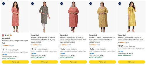 Image of Rajnandini women's kurti at minimum 72% Discount