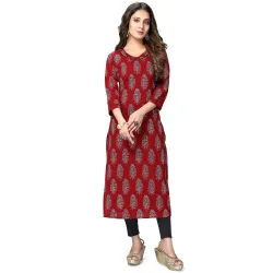 Rajnandini Women's Pure Cotton Straight Fit Straight Cambric Jaipuri Printed Kurti (Jopljpr43)