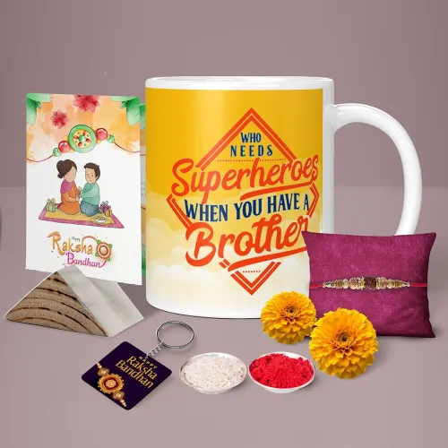 Image of Raksha Bandhan Gifts Printed Mug with Keychain Best Rakhi Combo Gift for Brother & Sister Rakshabandhan Return Gifts for