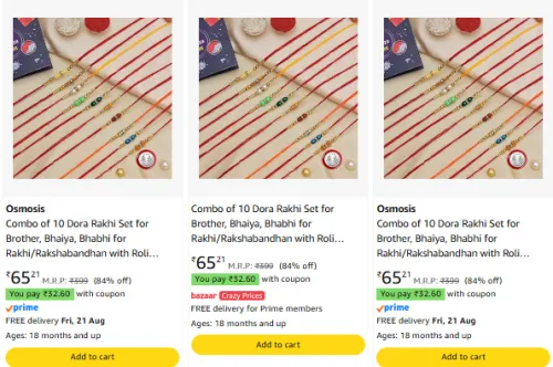 Image of Rakhi (Pack of 10) Apply 50% Coupon
