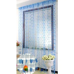 Ramcha Heart String Curtain 3.5 X 6.5 Feet - 1 Piece (Blue)