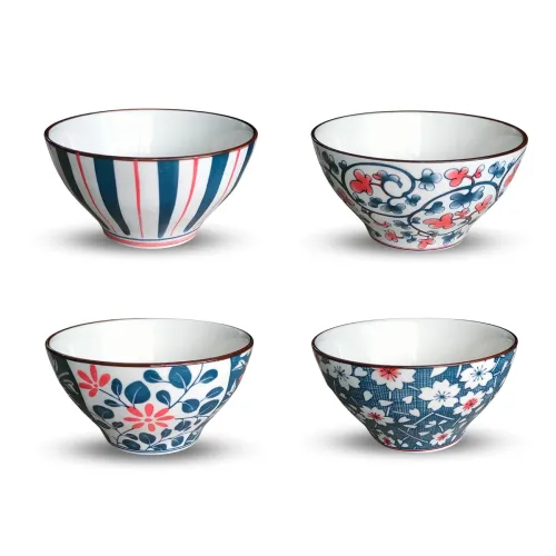Image of Ramen 300ml Porcelain Bowl Set Microwave & Dishwasher Safe (Set of 4)