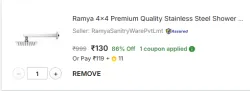 Ramya 4x4 Premium Quality Stainless Steel Shower Head