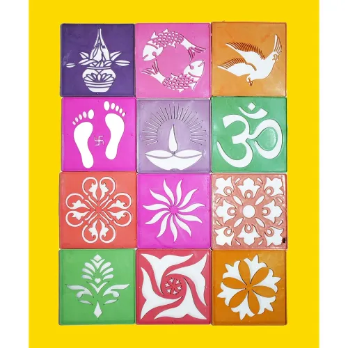 Image of Rangoli Making Tools Kit Stencil Set of 12 
