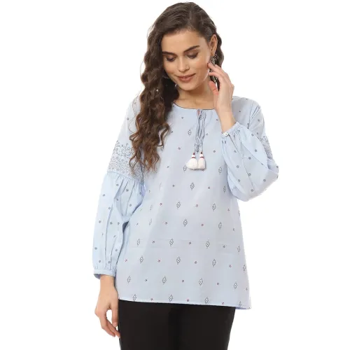 Image of Rangriti Blue Art Silk Short Top