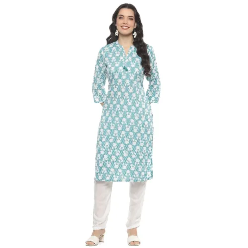 Image of Rangriti Sea Blue Rayon Staight Kurta for Women