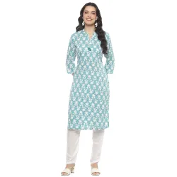 Rangriti Sea Blue Rayon Staight Kurta for Women