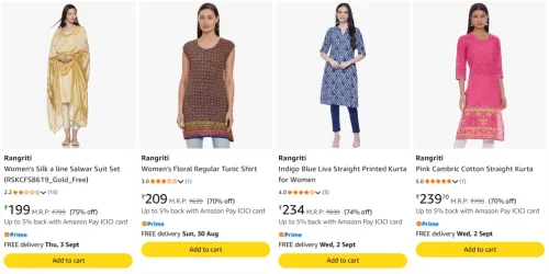 Image of Rangriti Women's Kurtas set Starting ₹199 