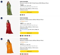RANI SAAHIBA saree at minimum 88% Discount